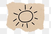 Sunshine png sticker doodle, torn paper, transparent background