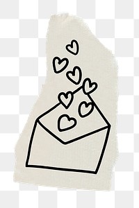 Love letter png sticker, doodle, ripped paper, transparent background