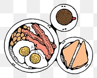 English breakfast png sticker illustration, transparent background. Free public domain CC0 image.