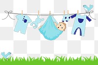 Baby laundry day png sticker, cute illustration, transparent background. Free public domain CC0 image