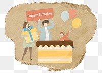 Birthday party png journal sticker, family time, transparent background