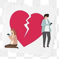 Heartbroken png torn paper sticker, transparent background