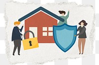 Home insurance png paper sticker, house protection, transparent background