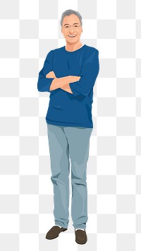 Senior man png sticker, full body length in transparent background