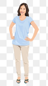 Asian woman png sticker, standing character in transparent background