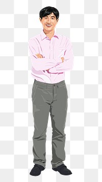 PNG asian man collage element, full body length in transparent background