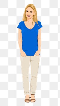 Caucasian woman png sticker, standing character in transparent background