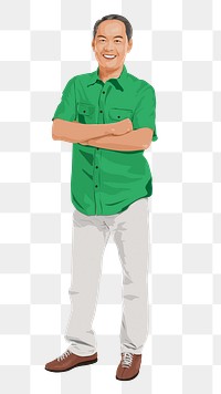 PNG asian man sticker, full body length in transparent background