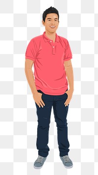 Asian man png sticker, full body length in transparent background