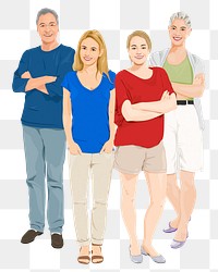PNG diverse people sticker, standing characters in transparent background