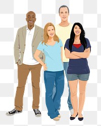 People png sticker, standing characters in transparent background