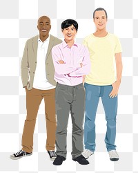 Men png sticker, standing characters in transparent background