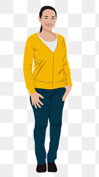 Asian woman png sticker, full body in transparent background