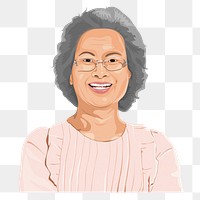 PNG senior Asian woman sticker in transparent background