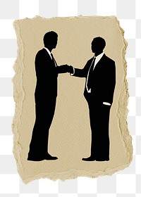 PNG handshake collage element, businessmen silhouette, transparent background