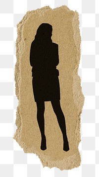 PNG businesswoman collage element, standing silhouette, transparent background