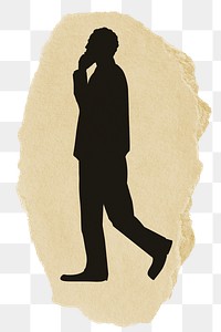 PNG businessman sticker, walking silhouette, transparent background