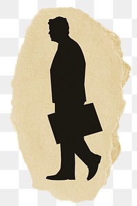 PNG businessman sticker, walking silhouette, transparent background