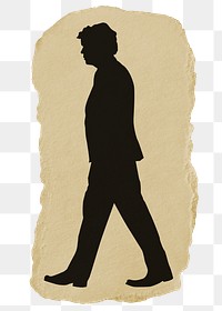 PNG businessman sticker, walking silhouette, transparent background