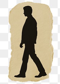 PNG businessman sticker, walking silhouette, transparent background