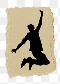 PNG businessman sticker, jumping silhouette, transparent background