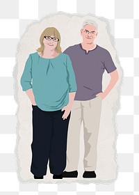 PNG senior couple, standing characters, transparent background