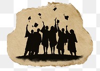 University graduates png sticker, silhouette, transparent background