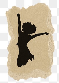 PNG businesswoman collage element, jumping silhouette, transparent background