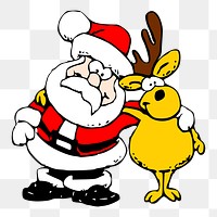 Santa, reindeer png sticker, transparent background. Free public domain CC0 image.