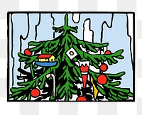 Vintage Christmas tree png sticker, transparent background. Free public domain CC0 image.