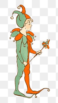 Jester child png sticker, transparent background. Free public domain CC0 image.