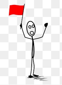 Man waving flag png sticker, transparent background. Free public domain CC0 image.