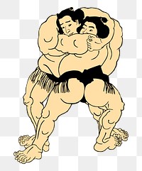 Japanese wrestling png sticker, transparent background. Free public domain CC0 image.