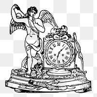 Cupid clock png sticker, transparent background. Free public domain CC0 image.