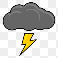 Thunder cloud png sticker, transparent background. Free public domain CC0 image.