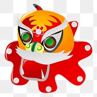 Chinese lion mask png sticker, transparent background. Free public domain CC0 image.