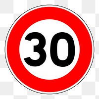 30 kmh sign png sticker, transparent background. Free public domain CC0 image.