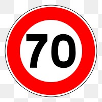 70 kmh sign png sticker, transparent background. Free public domain CC0 image.