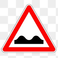 Bumpy road sign png sticker, transparent background. Free public domain CC0 image.