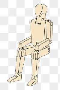 Wooden mannequin png sticker, transparent background. Free public domain CC0 image.