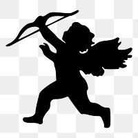 Cupid silhouette png sticker, transparent background. Free public domain CC0 image.