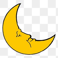 Sleeping moon png sticker, transparent background. Free public domain CC0 image.