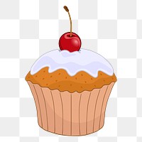 Cherry cupcake png sticker, transparent background. Free public domain CC0 image.