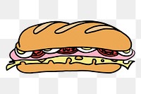 Sandwich png sticker, transparent background. Free public domain CC0 image.