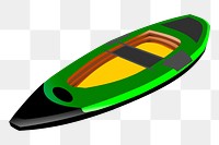 Green canoe png sticker, transparent background. Free public domain CC0 image.