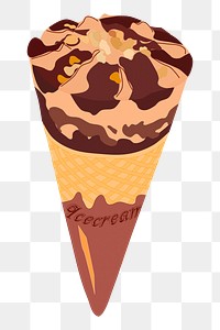 Chocolate ice-cream cone png sticker, transparent background. Free public domain CC0 image.