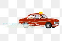 Red taxi png sticker, transparent background. Free public domain CC0 image.