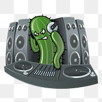 DJ cactus png sticker, transparent background. Free public domain CC0 image.