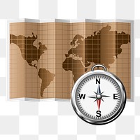 Map, compass png sticker, transparent background. Free public domain CC0 image.