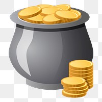 Gold pot png sticker, transparent background. Free public domain CC0 image.